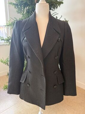 Vintage Tailored Double-Breasted Women's Blazer Jacket in Black